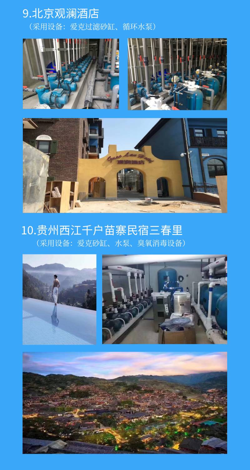 黔東南三春里高端民宿采用愛(ài)克全套泳池水處理設(shè)備